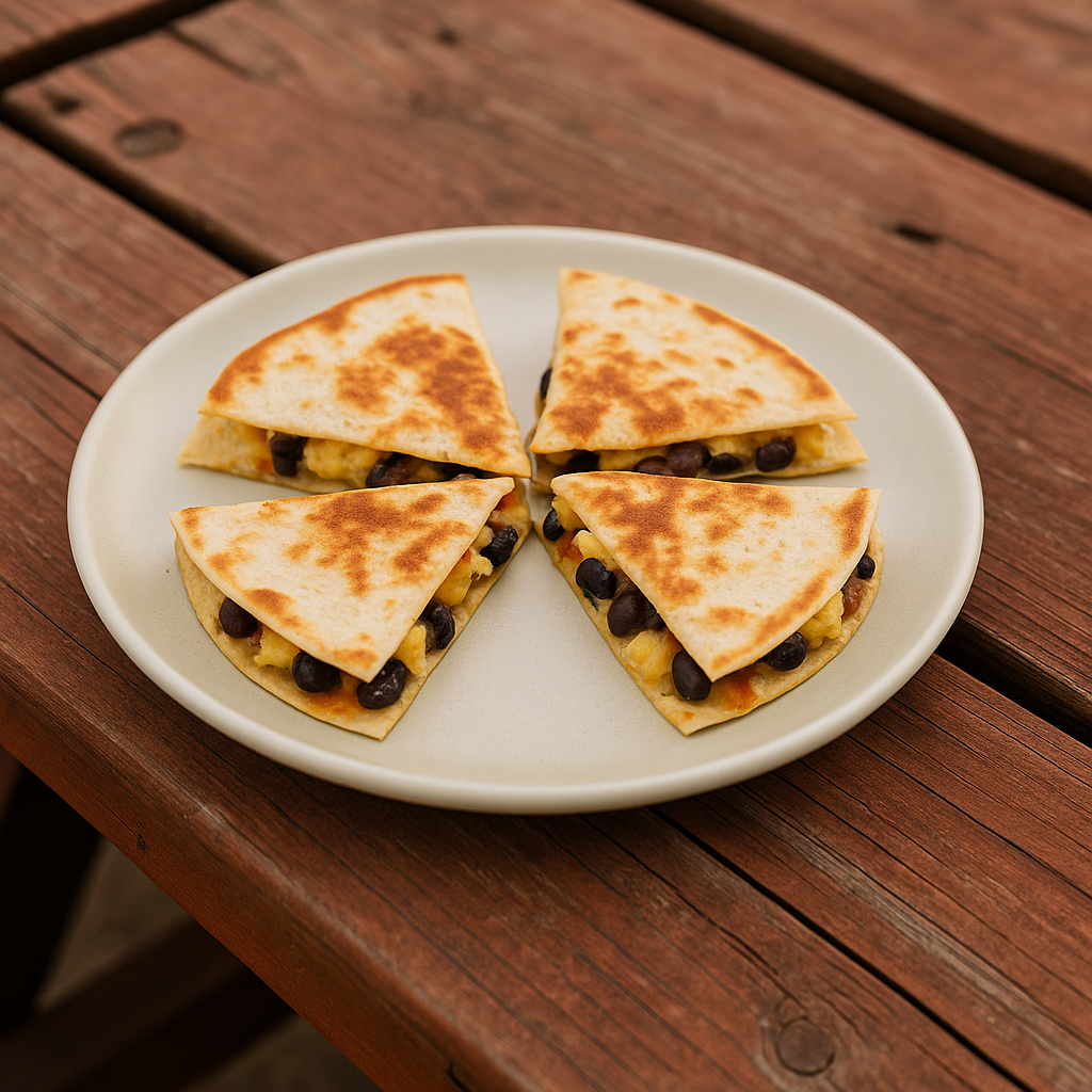 quesadilla wrap with black beans and a toasted tortilla