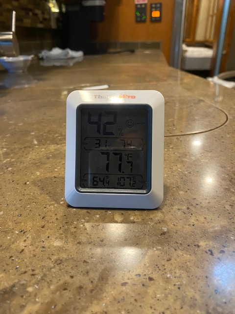 hygrometer watching humidity in the rv