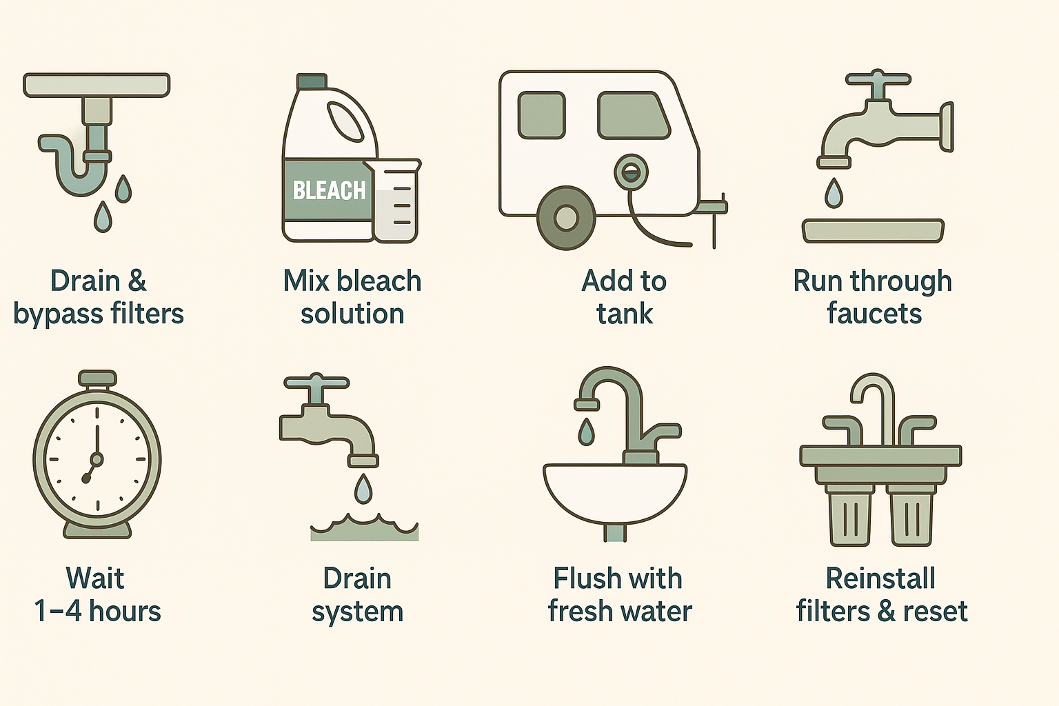 steps to sanitize fresh water tank